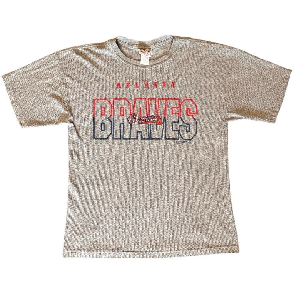 Vintage 90s Atlanta Braves MLB Baseball T-Shirt 1999 Grey Graphic Size Large